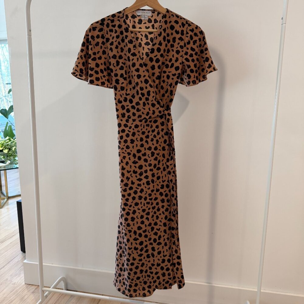 Never Fully Dressed Leopard Wrap Midi Dress US 4 - Picture 4 of 7